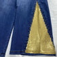 Midnight Velvet Bootcut Flare 22W Hi-Rise Denim Jeans Gold Sequins Plus Size NWT