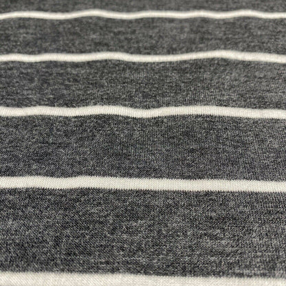 Green Envelope Striped 3/4 Bell Sleeve Top 1X Gray/White Stretch Jersey Knit EUC