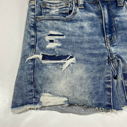 American Eagle Shorts Sz 2 Womens Next Level Stretch Denim Jean Raw Hem Holes