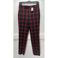 J.Jill Slim Leg Pants 4 Red/Black Plaid High Rise Stretchy Trouser Academia NEW