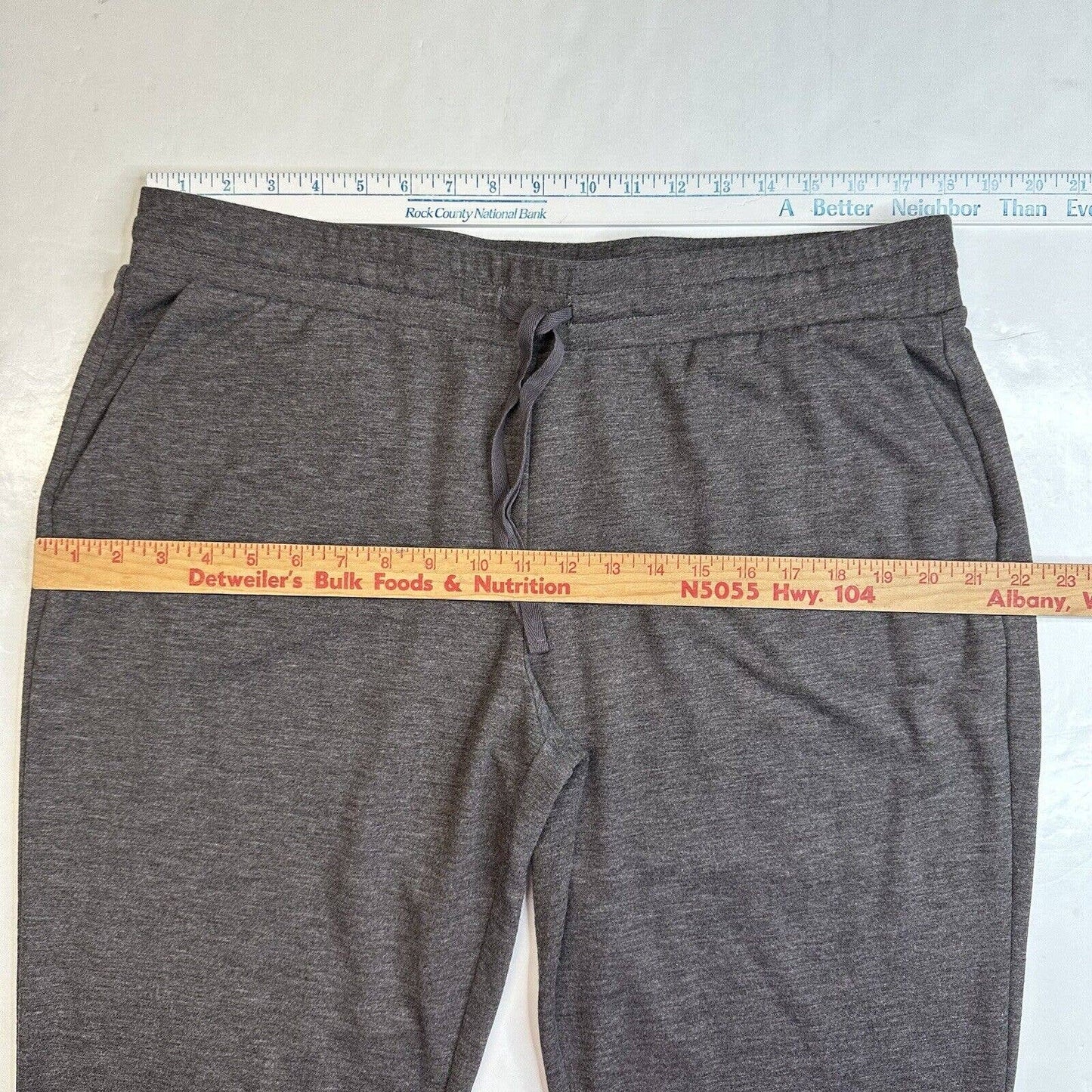 Logo Lounge Skinny Pants Sz Large Gray Pull On Stretch Soft Casual Lace Hem