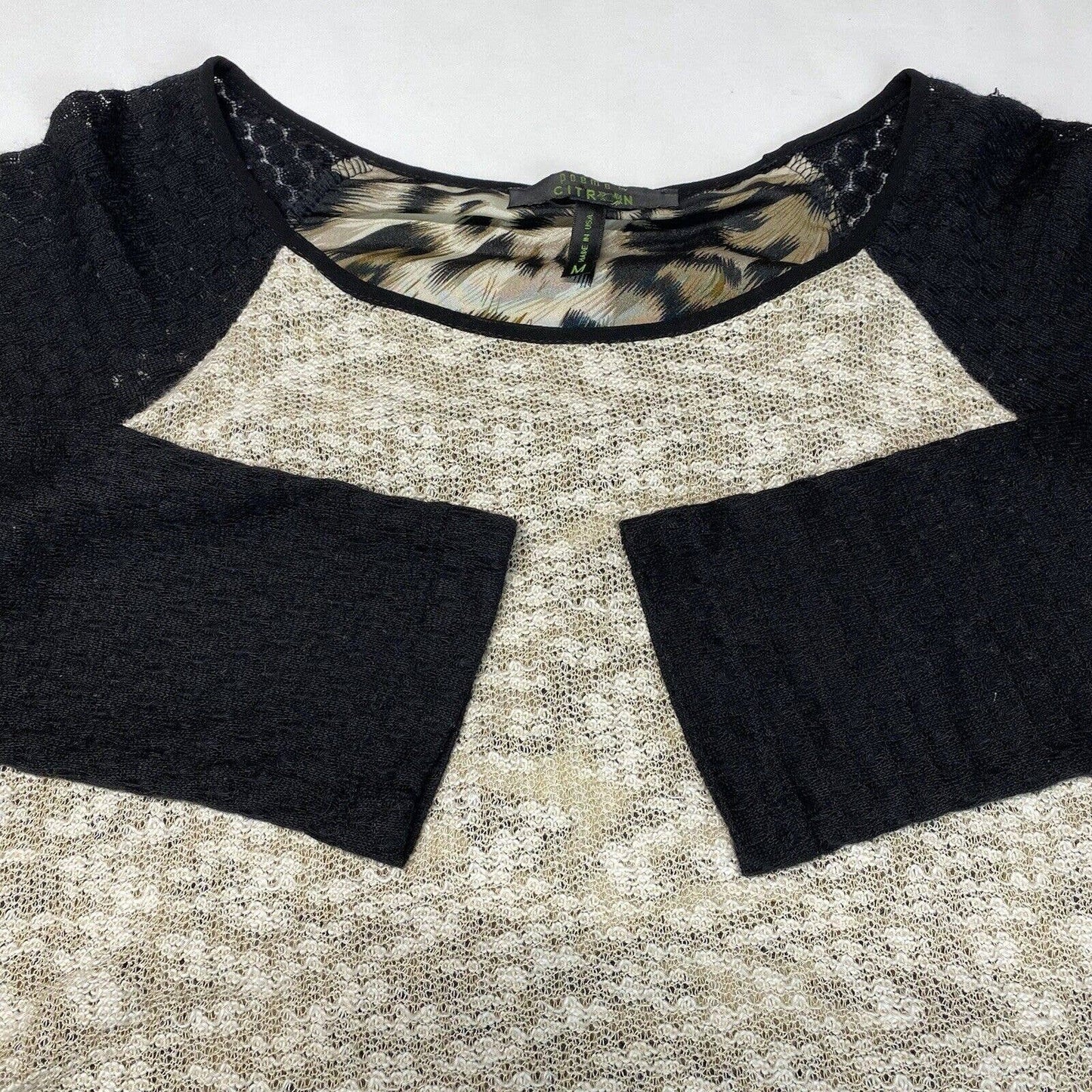 Poeme By Citron Layered Tunic Top Sz Medium Animal Print Split Back Tiered Long