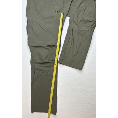 Eddie Bauer Convertible Tech Pants Mens 36 Green Nylon Hiking Zip Off Shorts