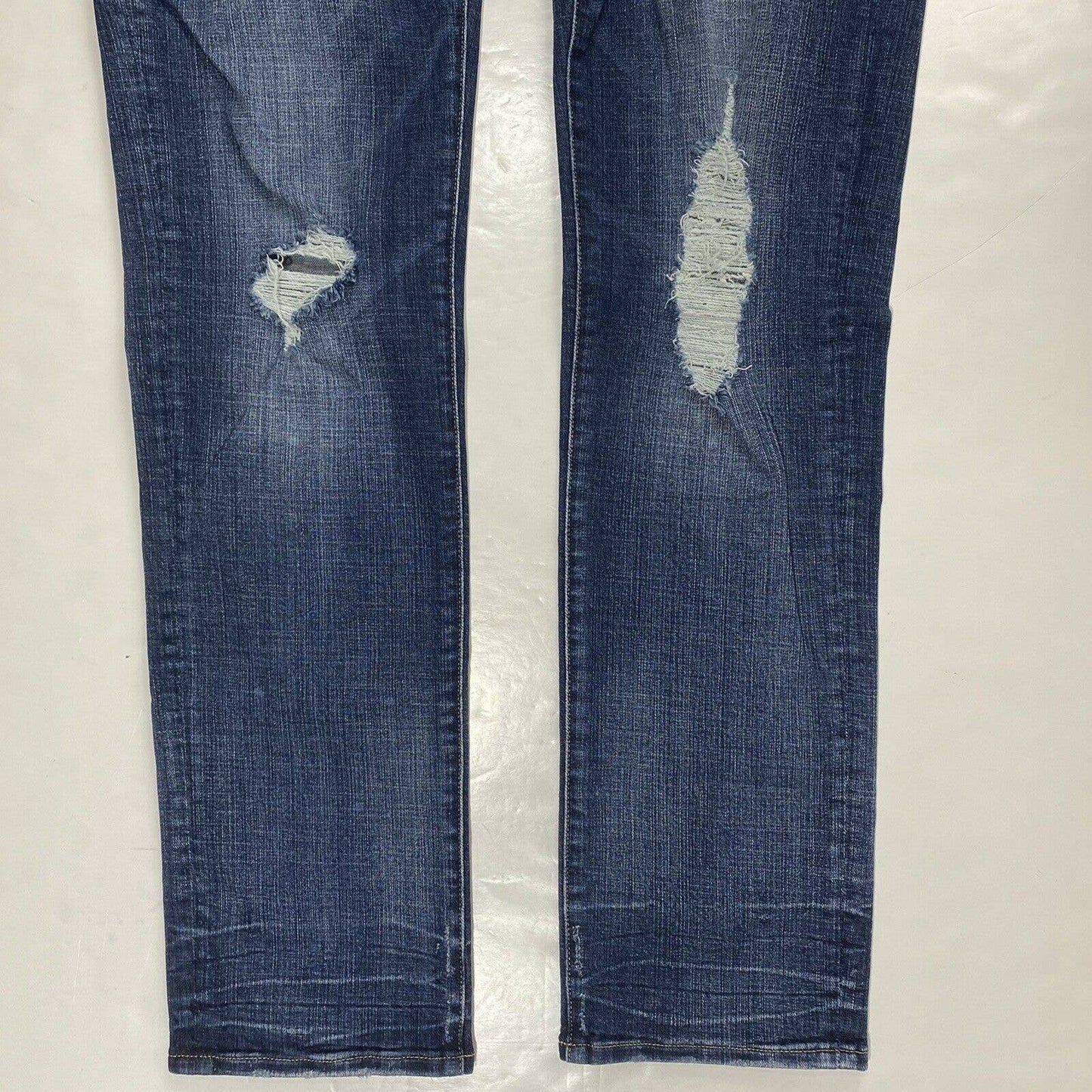 American Eagle Slim Straight Sz 29 Mens Extreme Flex 4 Denim Jeans Holes EUC