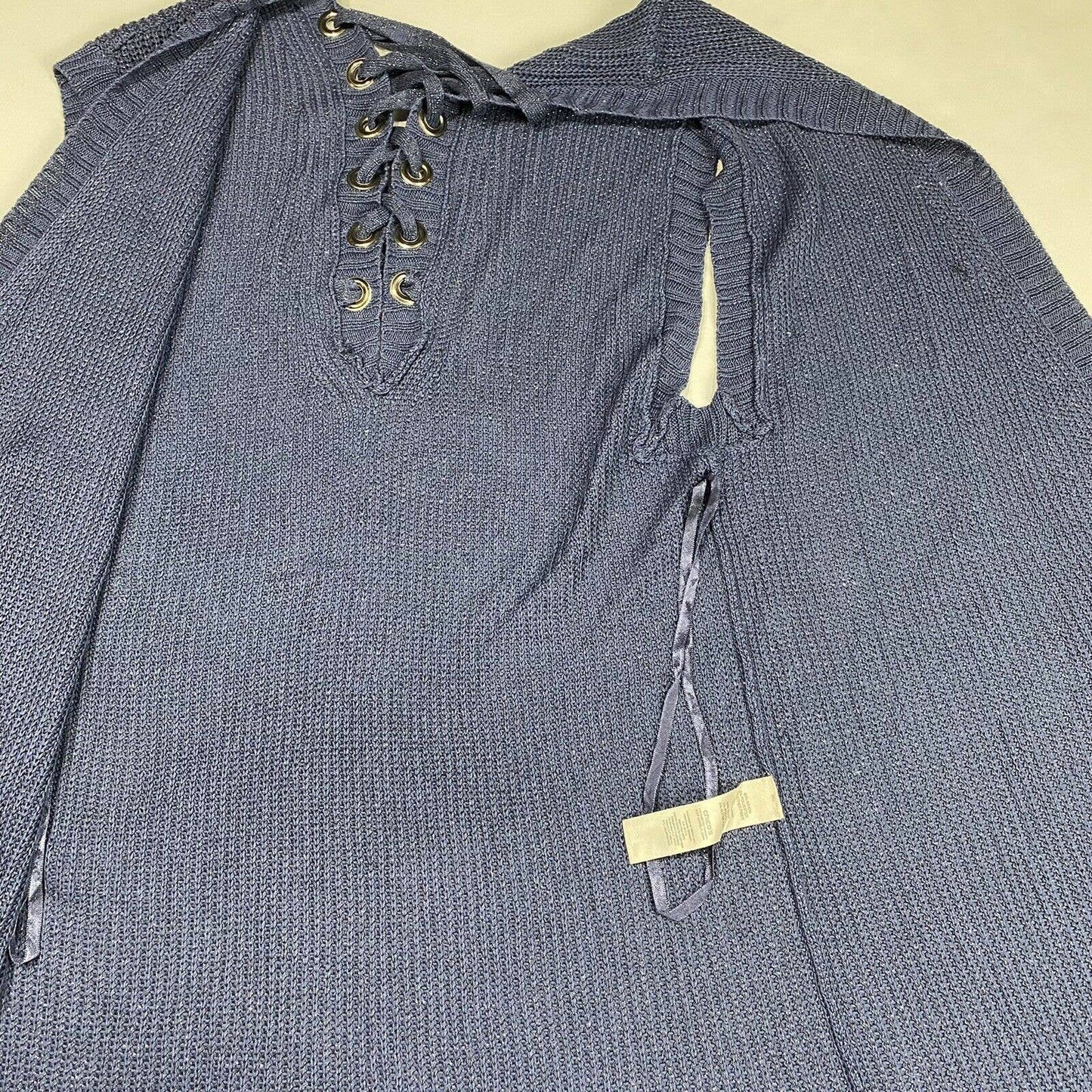 Chico's Open Front Long Cardigan Sz 2 (US 12/Large) Blue Periwinkle Sleeveless