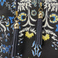 Vince Camuto Mini Dress Sz 6 Navy Blue Floral Tiered Ruffled Sleeve Tassels NEW