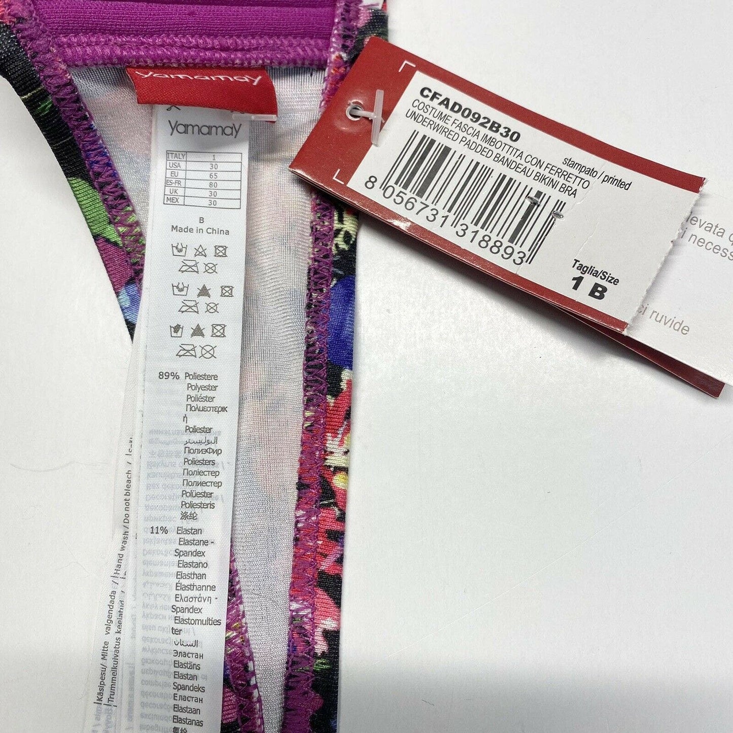 Yamamay Bikini 2 Piece Set Womens 30B/Small Swimsuit Colorful Pattern NEW