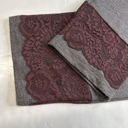 Logo Lounge Skinny Pants Sz Large Gray Pull On Stretch Soft Casual Lace Hem