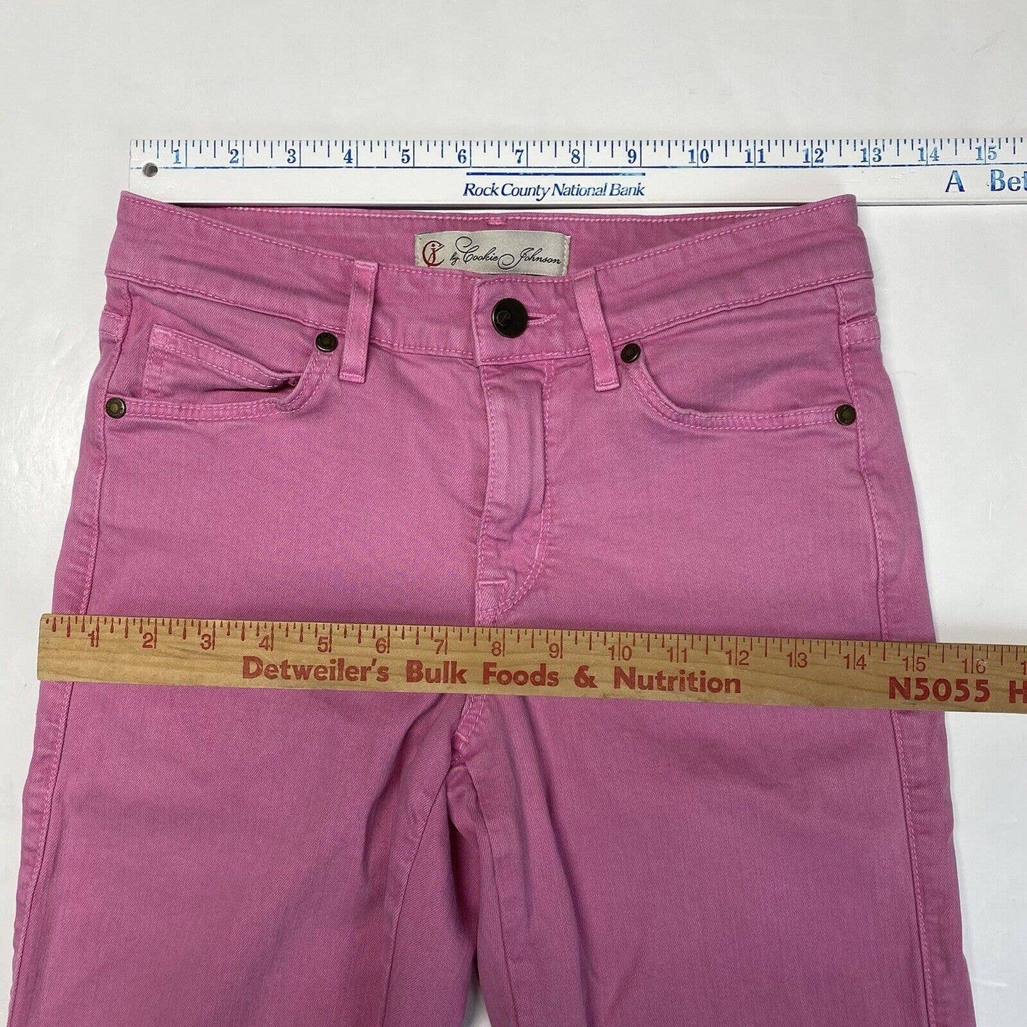 CJ Cookie Johnson Mercy Crop Sz 25 Pink Midrise Stretch Denim Jean Capri USA