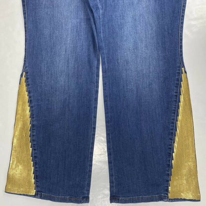 Midnight Velvet Bootcut Flare 22W Hi-Rise Denim Jeans Gold Sequins Plus Size NWT