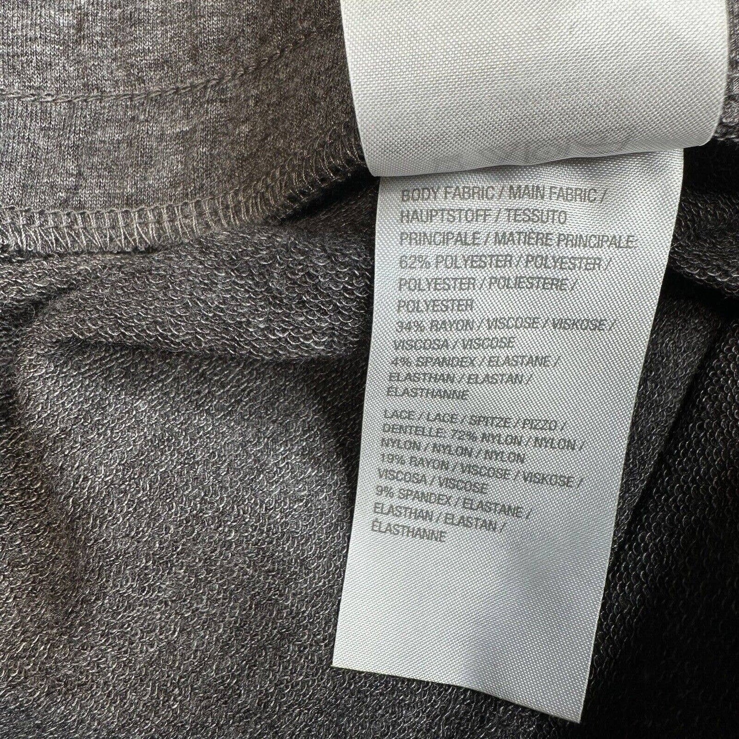 Logo Lounge Skinny Pants Sz Large Gray Pull On Stretch Soft Casual Lace Hem