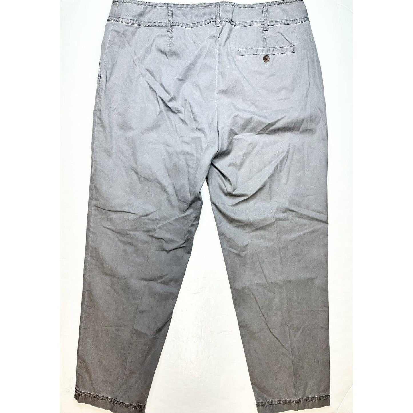 Eileen Fisher Chino Straight Leg Pants Womens 14 Gray Cotton/Lyocell Zipper