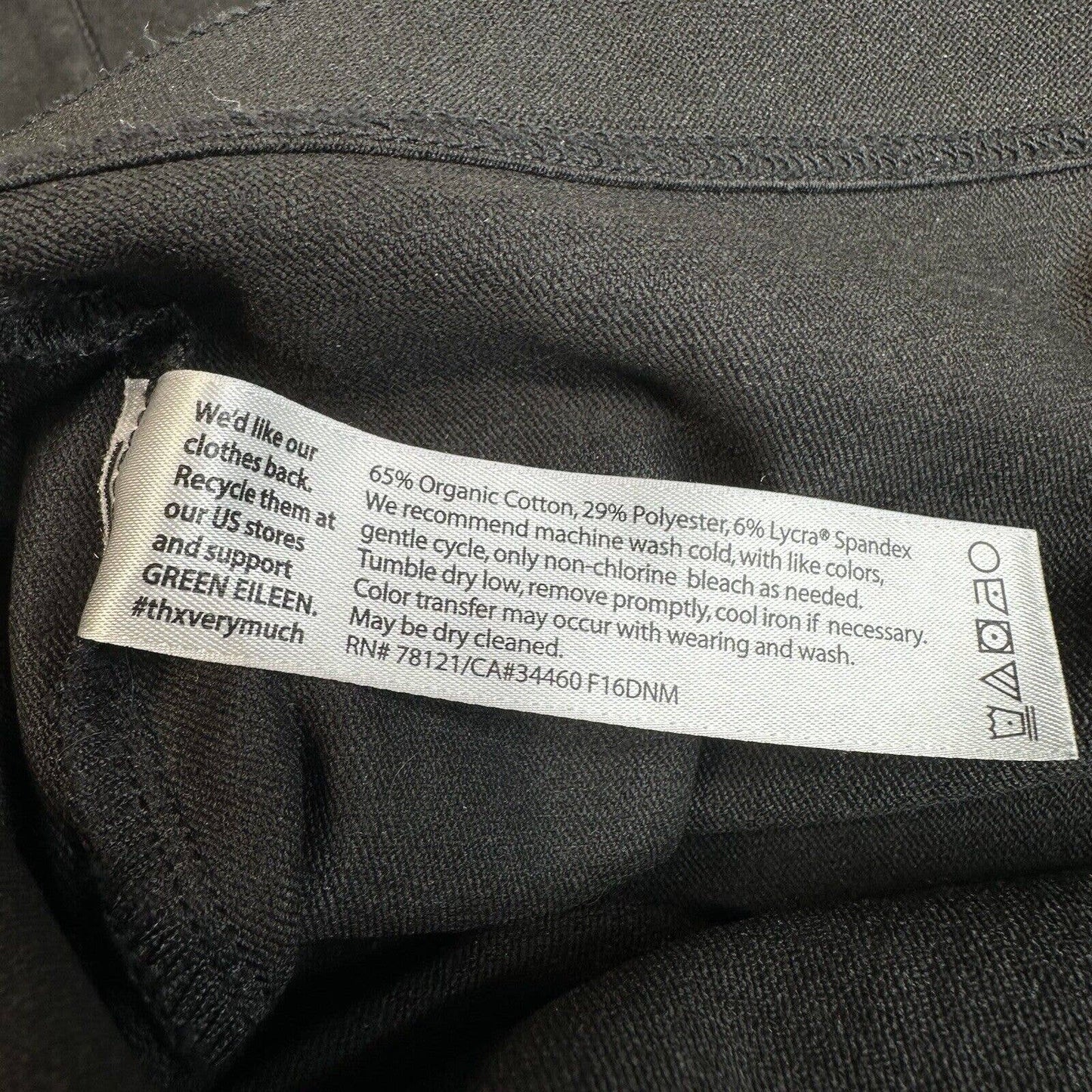 Eileen Fisher Black Coated Stretch Denim Skinny Pants Womens XS Pull On Legging