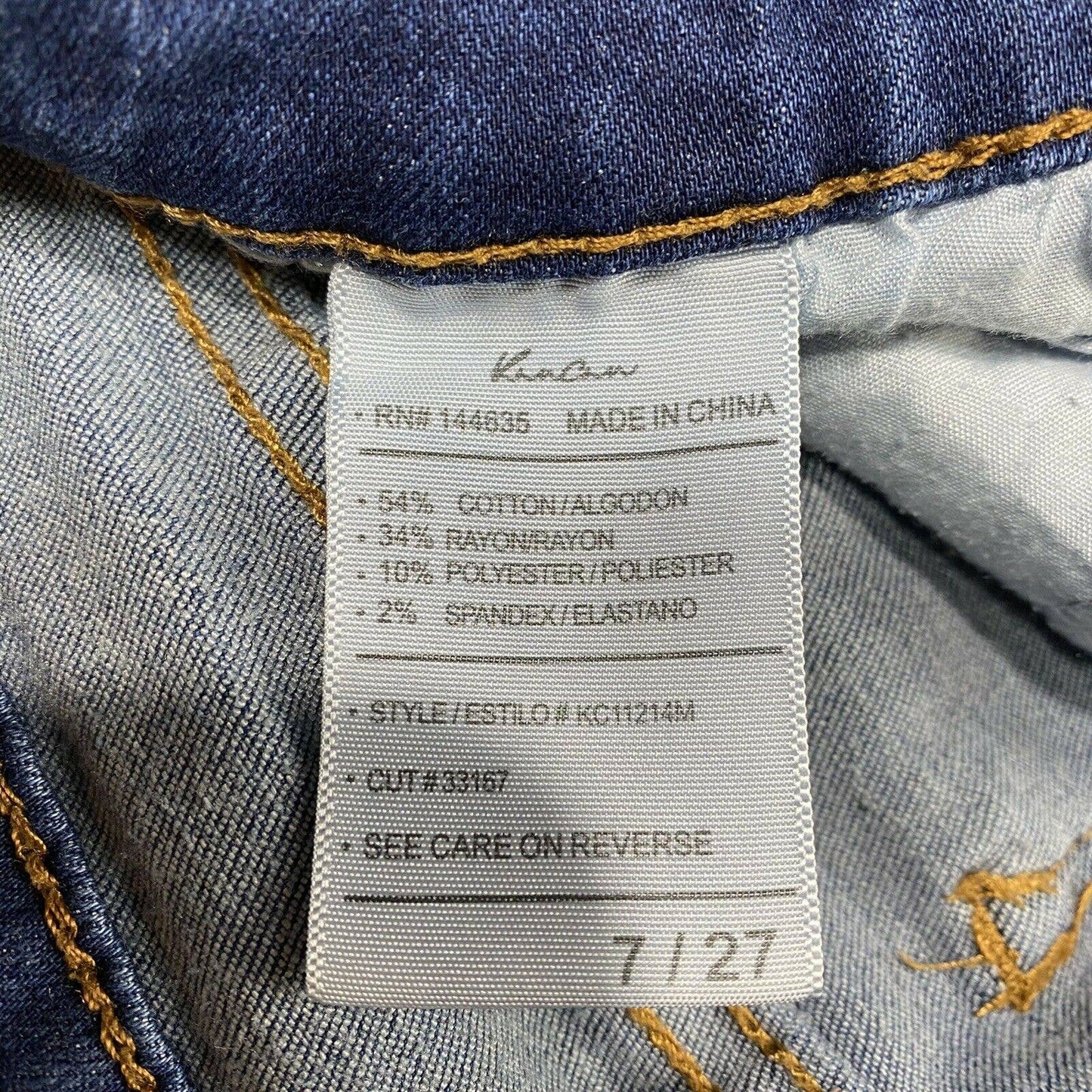 Kancan Skinny Sz 7/27 Womens Midrise Stretch Denim Jeans Dark Wash