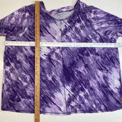 LIVI Active Purple Tie Dye Top Womens 22/24 Crossover Open Back Long Sleeve NEW