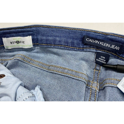Calvin Klein Sz 6 Womens Hi-Rise Denim Blue Jean Shorts Raw Hem Stretch 12.5”L