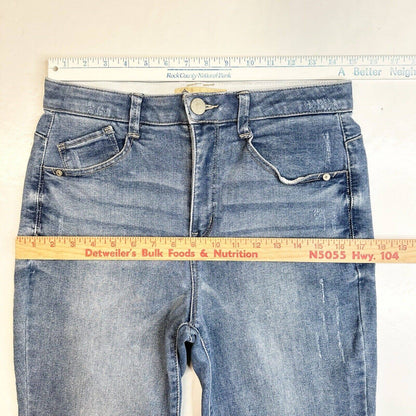 Democracy Ab Technology Skinny Ankle Jeans 8 High Rise Stretch Denim Fray EUC