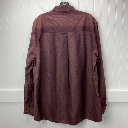 Tommy Bahama Button Up Shirt Mens Large Cotton/Silk Maroon Long Sleeve Leaves
