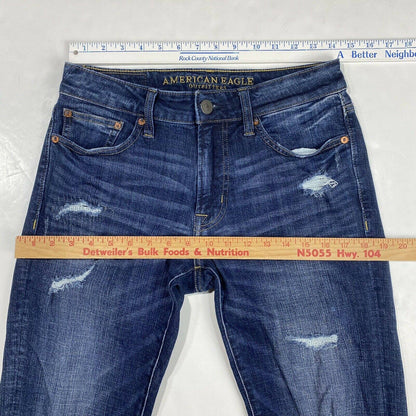 American Eagle Slim Straight Sz 29 Mens Extreme Flex 4 Denim Jeans Holes EUC