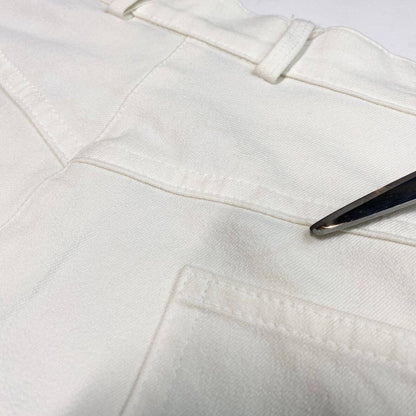 St John Sport Off White Straight Leg Pants Sz 10 High Rise Stretch USA *Flaw