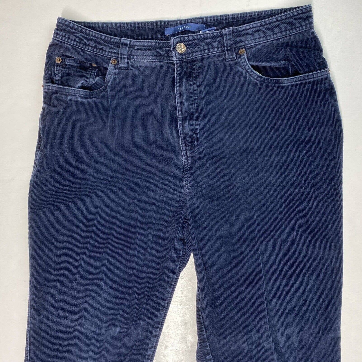 Bill Blass Tapered Corduroy Jeans Sz 12 Womens High Rise Navy Blue Casual Pants