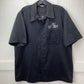 Johnny Suede Button Up Shirt Mens L Black Embroidered Motorcycle Biker USA EUC