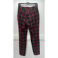 J.Jill Slim Leg Pants 4 Red/Black Plaid High Rise Stretchy Trouser Academia NEW