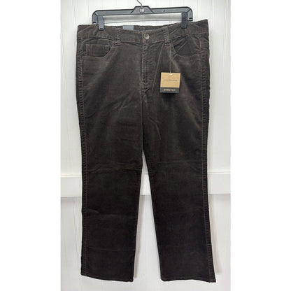 Calvin Klein Corduroy Jeans Womens 16 Dark Brown Straight/Wide Leg Preppy NEW