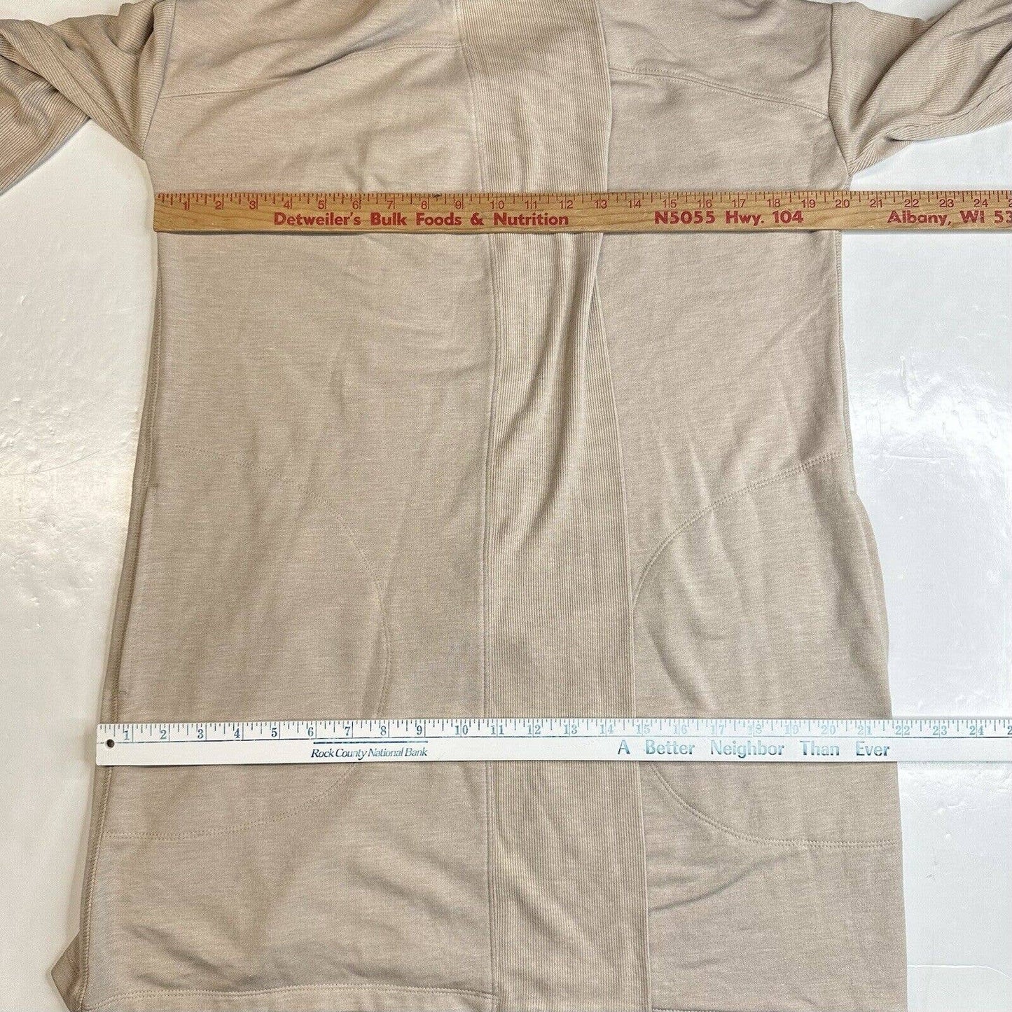 J.Jill Fit Open Front Cardigan Sz Medium Neutral Beige Long Sweater Modal Blend