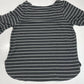 Green Envelope Striped 3/4 Bell Sleeve Top 1X Gray/White Stretch Jersey Knit EUC