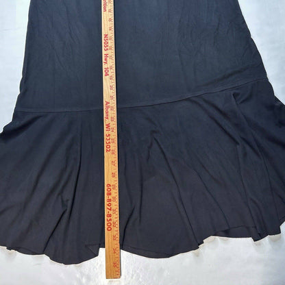 J.Jill Faux Suede Maxi Skirt Womens 12 Black Long Peplum Ruffle Hem Side Zip