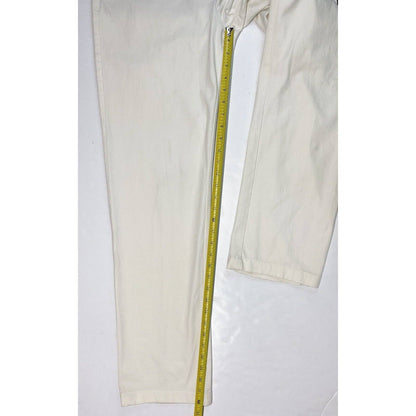 St John Sport Off White Straight Leg Pants Sz 10 High Rise Stretch USA *Flaw
