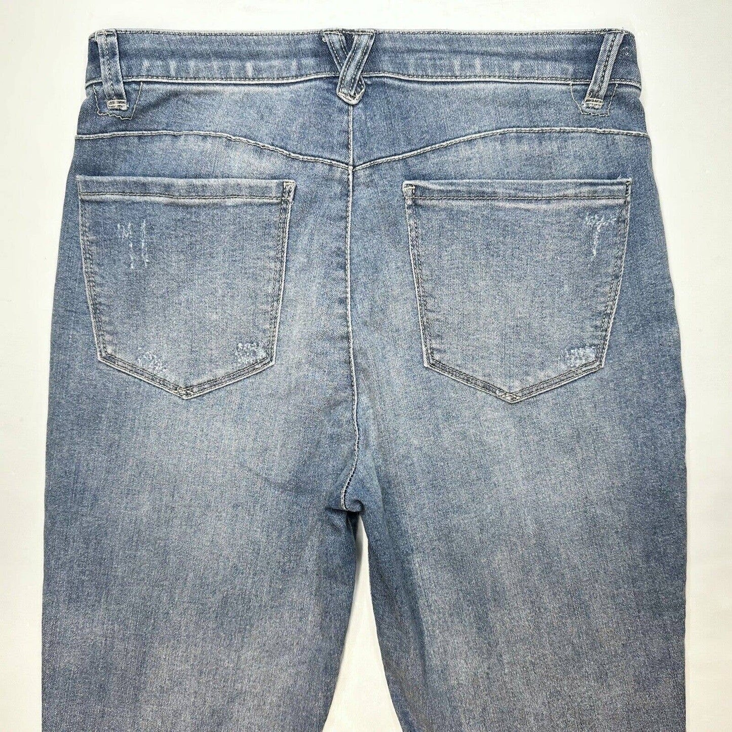Democracy Ab Technology Skinny Ankle Jeans 8 High Rise Stretch Denim Fray EUC