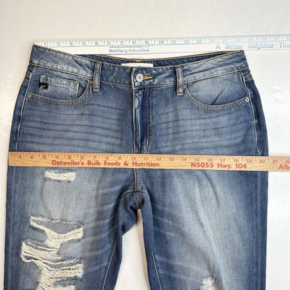 Kancan Boyfriend Jeans Womens 11/29 Blue Relaxed Fit Denim Distressed Holes EUC