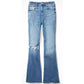 American Eagle Super Hi-Rise Flare Jeans 16 Stretch Blue Denim Distressed NEW