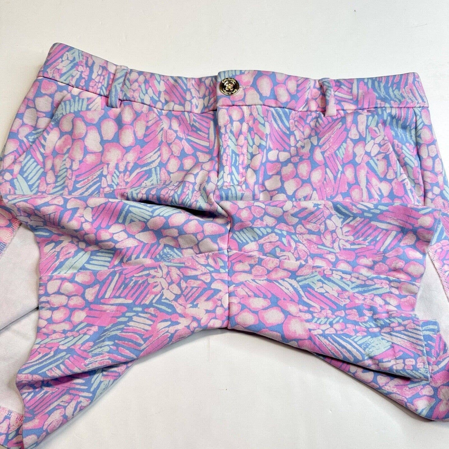 Lilly Pulitzer Jayne Knit Shorts Womens 8 Pink Sorbet Pattern Golf Barbie EUC