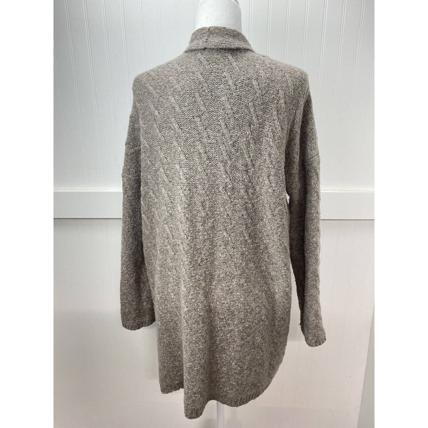 J. Jill Knit Cardigan Sz Medium Taupe/Brown Neutral Open Front Long Sweater EUC