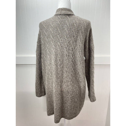 J. Jill Knit Cardigan Sz Medium Taupe/Brown Neutral Open Front Long Sweater EUC