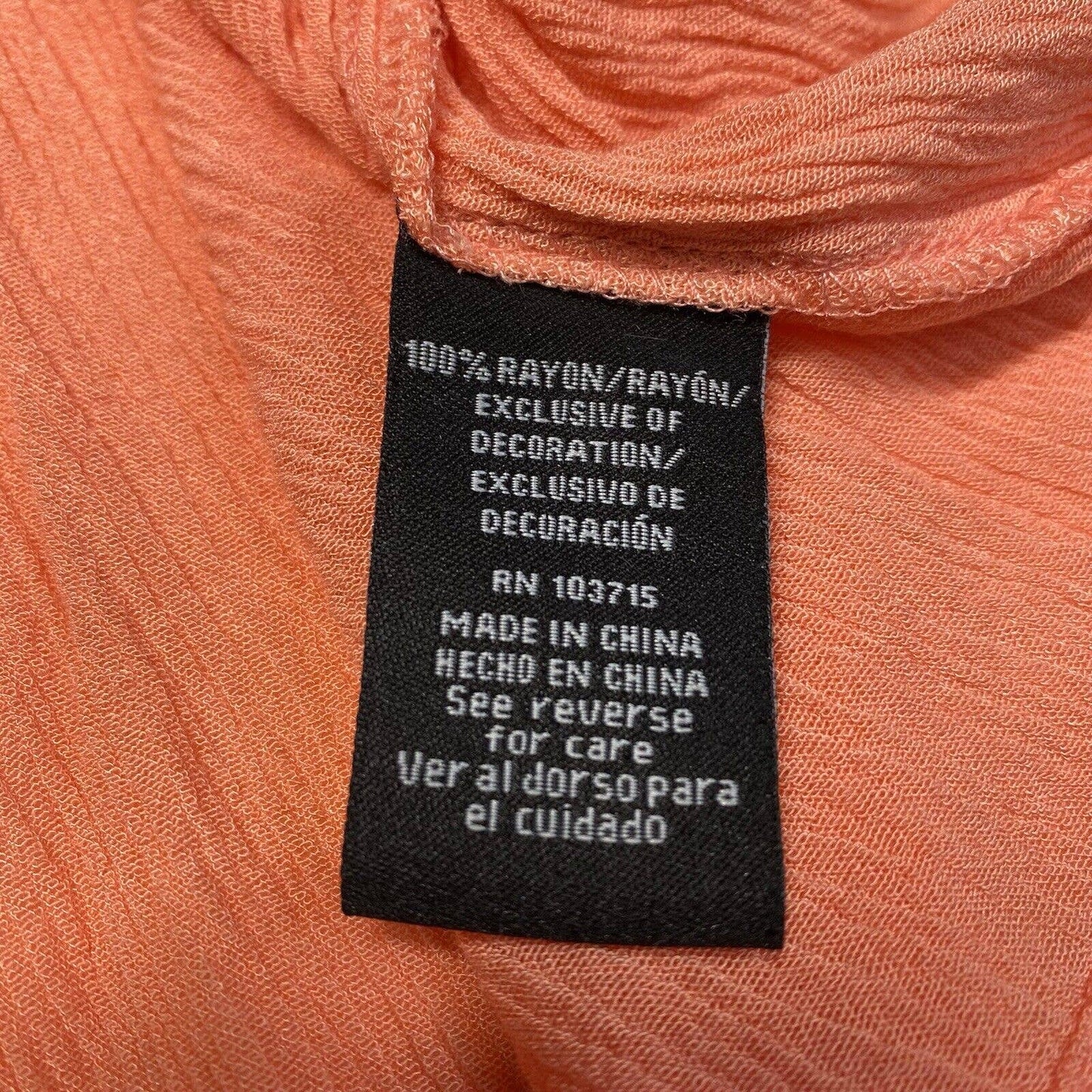 Zac & Rachel Boho Blouse Sz XL Coral/Orange Roll Tab Sleeve Gauze Tassels Beads