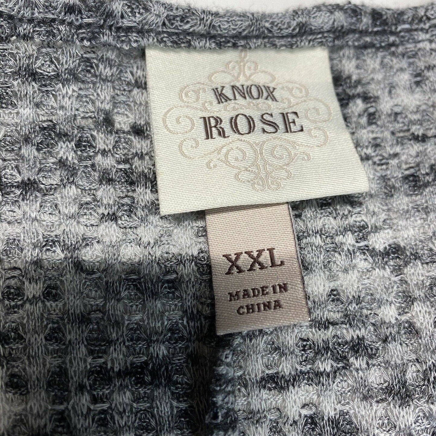 Knox Rose V-Neck Waffle Knit Top XXL Gray Long Sleeve Soft Stretchy Shirt EUC
