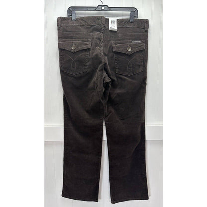 Calvin Klein Corduroy Jeans Womens 16 Dark Brown Straight/Wide Leg Preppy NEW