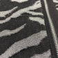 Chicos Eliza Zip Up Knit Cardigan Sz 2 (Large) Zebra Black/Silver Sweater NEW