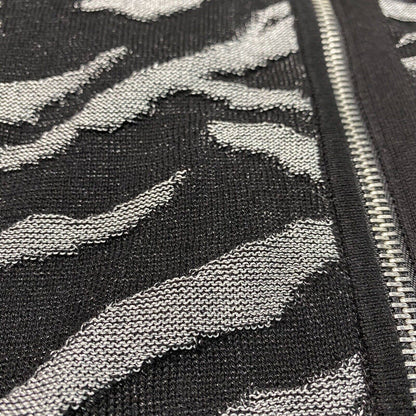 Chicos Eliza Zip Up Knit Cardigan Sz 2 (Large) Zebra Black/Silver Sweater NEW