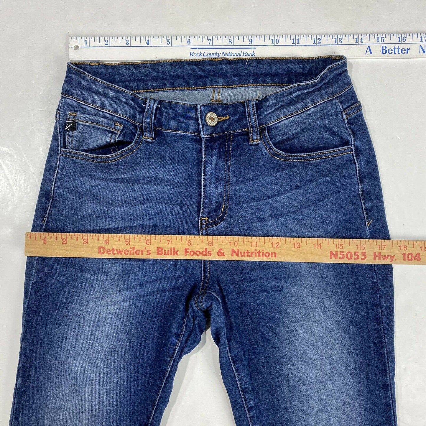 Kancan Skinny Sz 7/27 Womens Midrise Stretch Denim Jeans Dark Wash