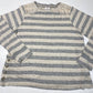 Knox Rose Striped Top XL Beige/Gray Stretchy Knit Long Sleeve Shirt Lace Accent