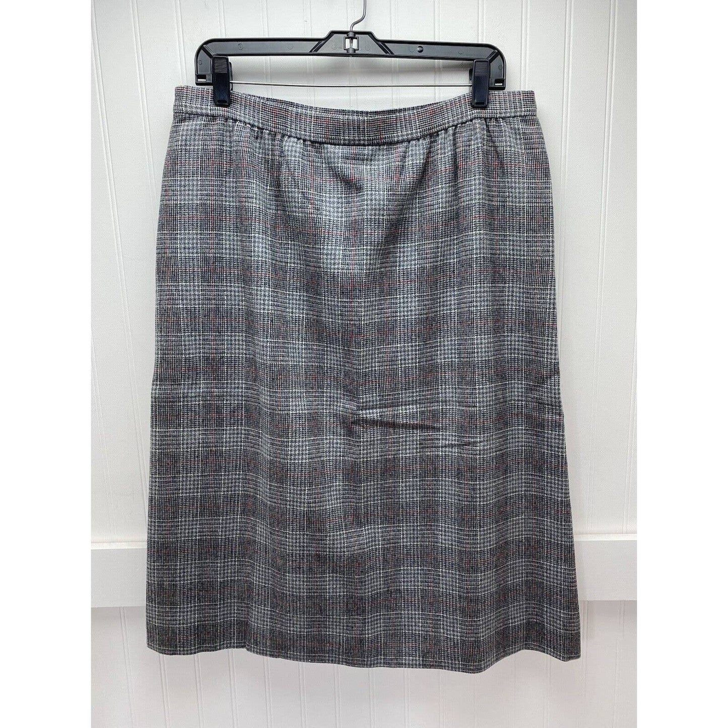 Vintage Pendleton Wool Midi Skirt 16 Gray Glen Plaid Houndstooth See Measurement