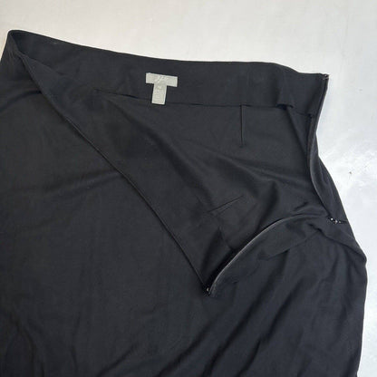 J.Jill Faux Suede Maxi Skirt Womens 12 Black Long Peplum Ruffle Hem Side Zip