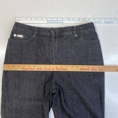 St. John Sport Straight Leg Jeans Sz 8 Womens High Rise Dark Gray Stretch Short