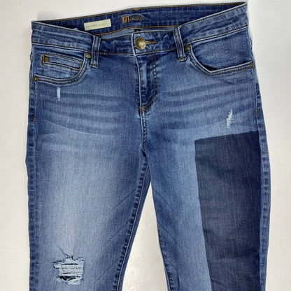 Kut From The Kloth Catherine Boyfriend Colorblock Sz 6 Stretch Denim Jeans Holes