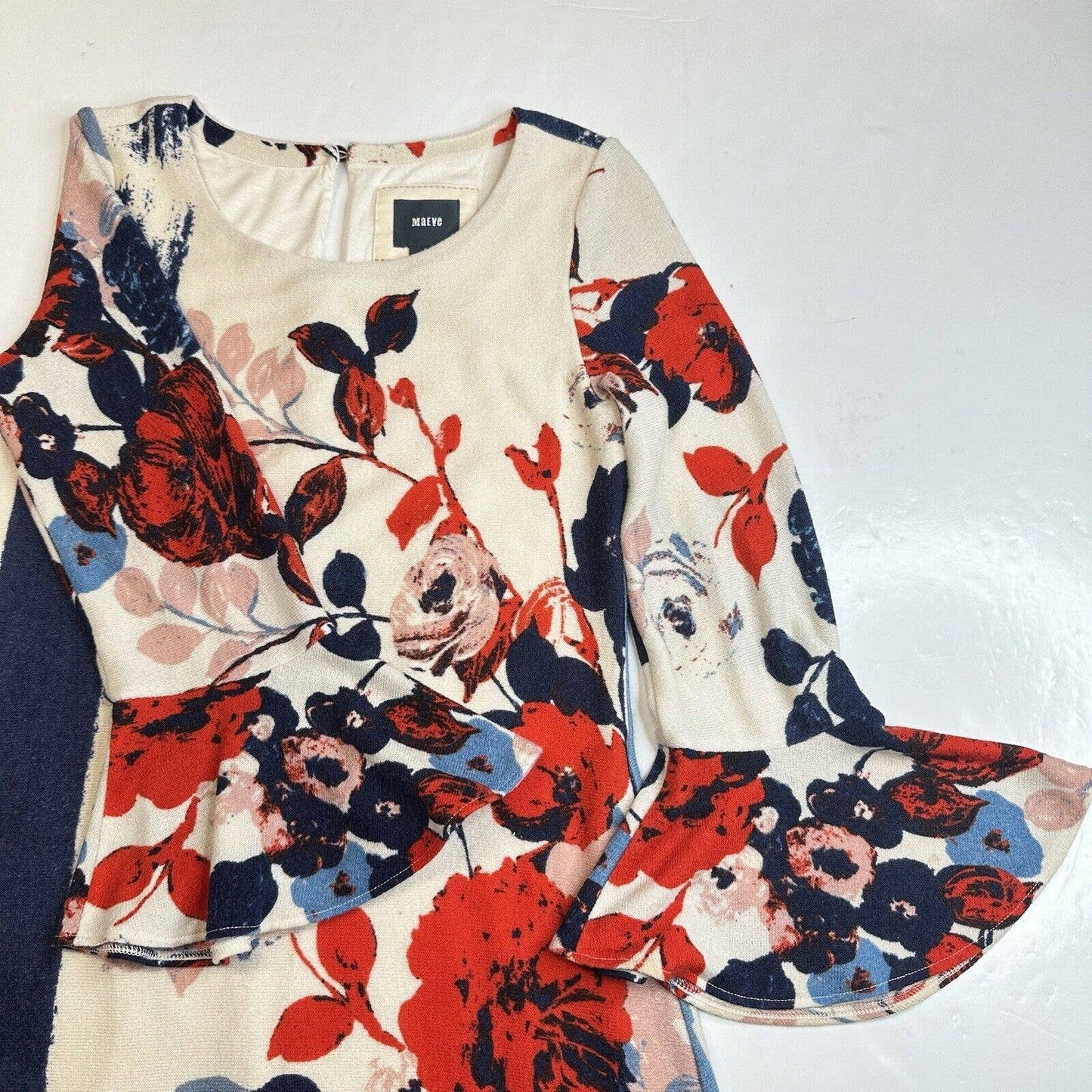 Maeve Anthousia Knit Floral Swing Dress Small Anthropologie Sweater Dress *Spot
